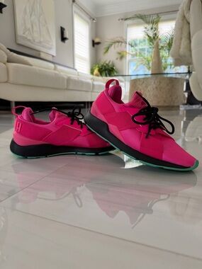 Puma Women's Bright Pink Athletic Sneakers with Black Laces